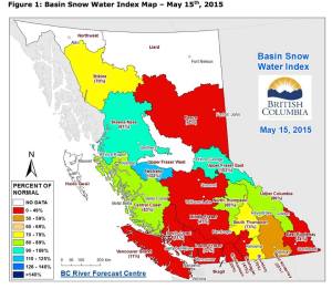 BC snow pack map as of May 15, 2015